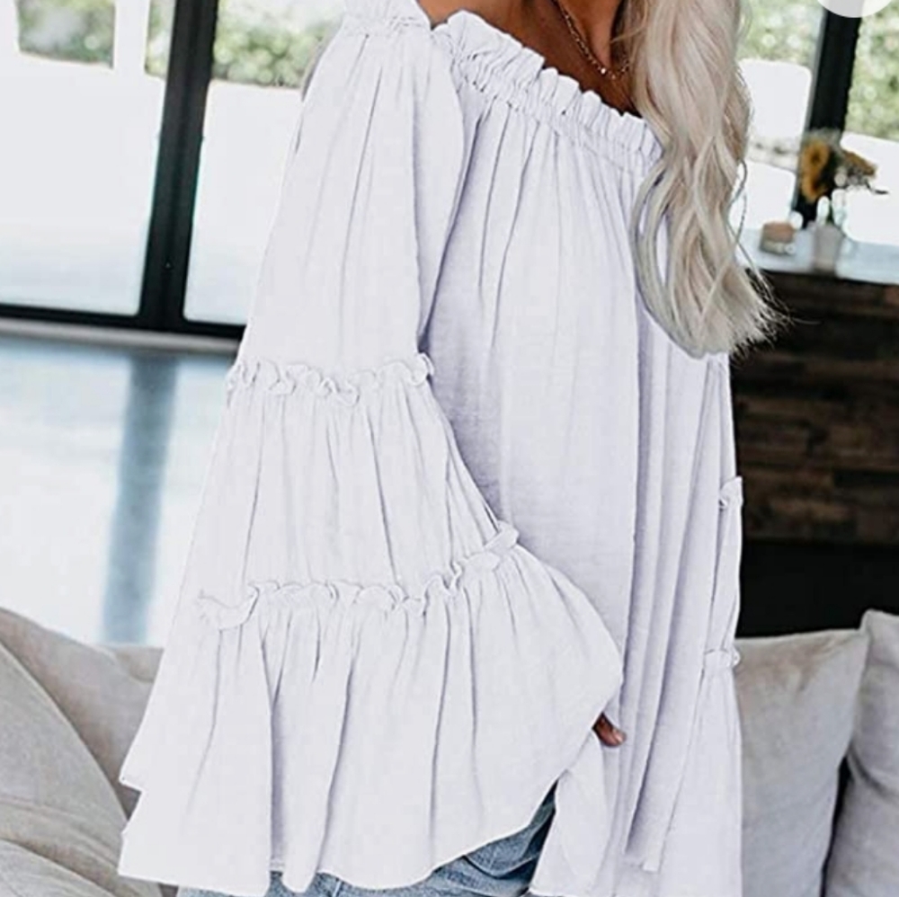 Flowy White Long Sleeve Top